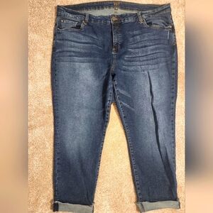 Women's Kut Ankle Straight Leg Cuffed Blue Jeans